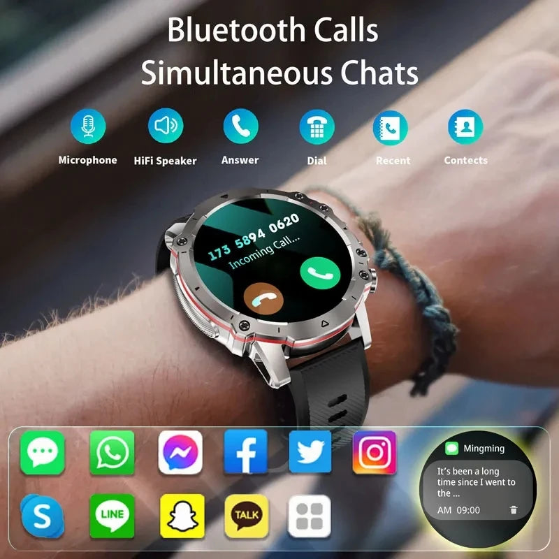 2023 New Smart Watch Men's Bluetooth Call Android IOS Mobile Heart Rate Monitoring Sports Waterproof 1.43-inch Round Smart Watch