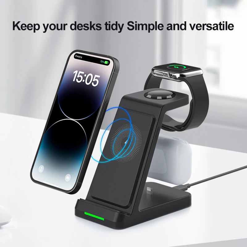 Three-in-one mobile phone wireless charger suitable for iphone mobile phone earphone watch holder