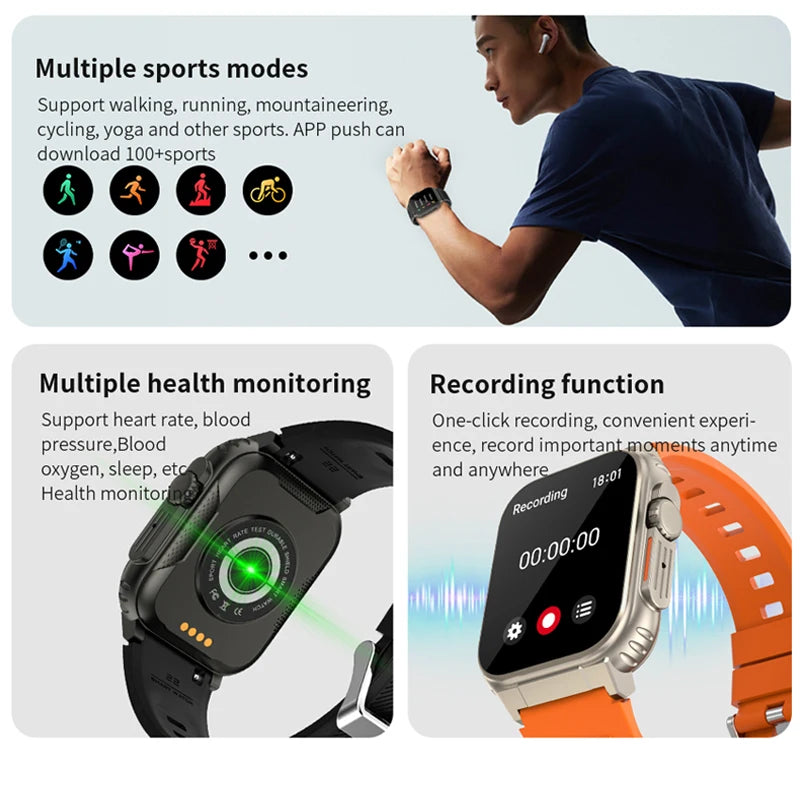 2024 New GPS Smart Watch Men's Outdoor Military Waterproof Fitness Watch Voice Assistant Bluetooth Call Smart Watch