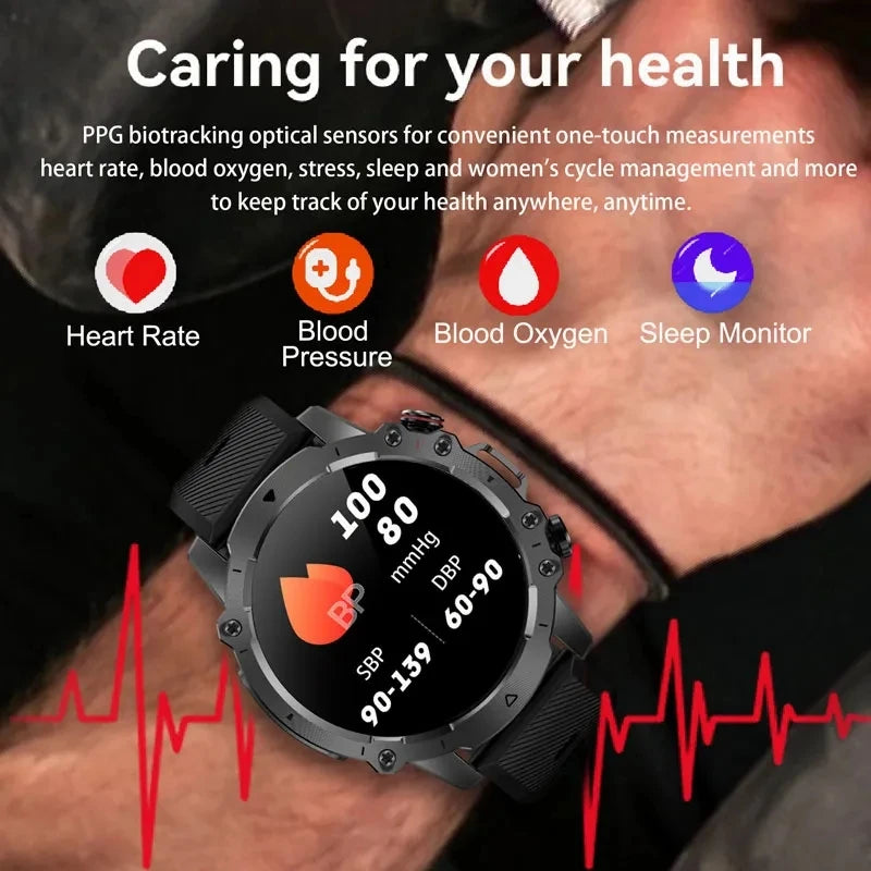 2023 New Smart Watch Men's Bluetooth Call Android IOS Mobile Heart Rate Monitoring Sports Waterproof 1.43-inch Round Smart Watch