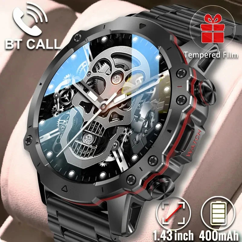 2023 New Smart Watch Men's Bluetooth Call Android IOS Mobile Heart Rate Monitoring Sports Waterproof 1.43-inch Round Smart Watch