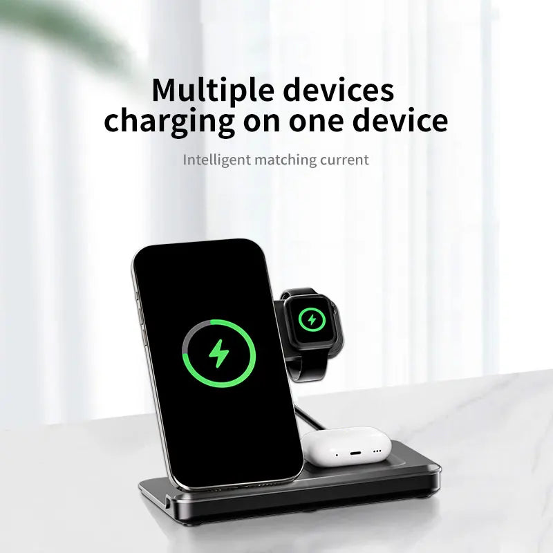 Magnetic Folding Three in One Wireless Charging Charger 15W Fast Charging Suitable for Apple Phone Watch Earphones