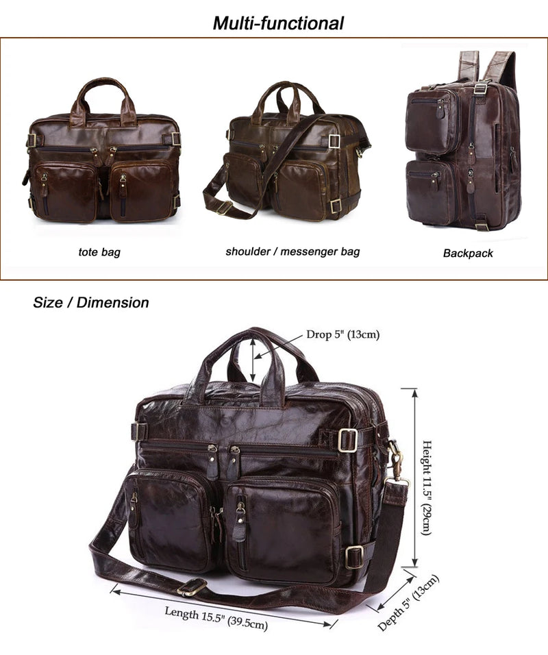 Fashion Multi-function 4USE Genuine Leather Backpack Men Bagpack Mochila Leather School Backpack Bag Travel Rucksack Male M041