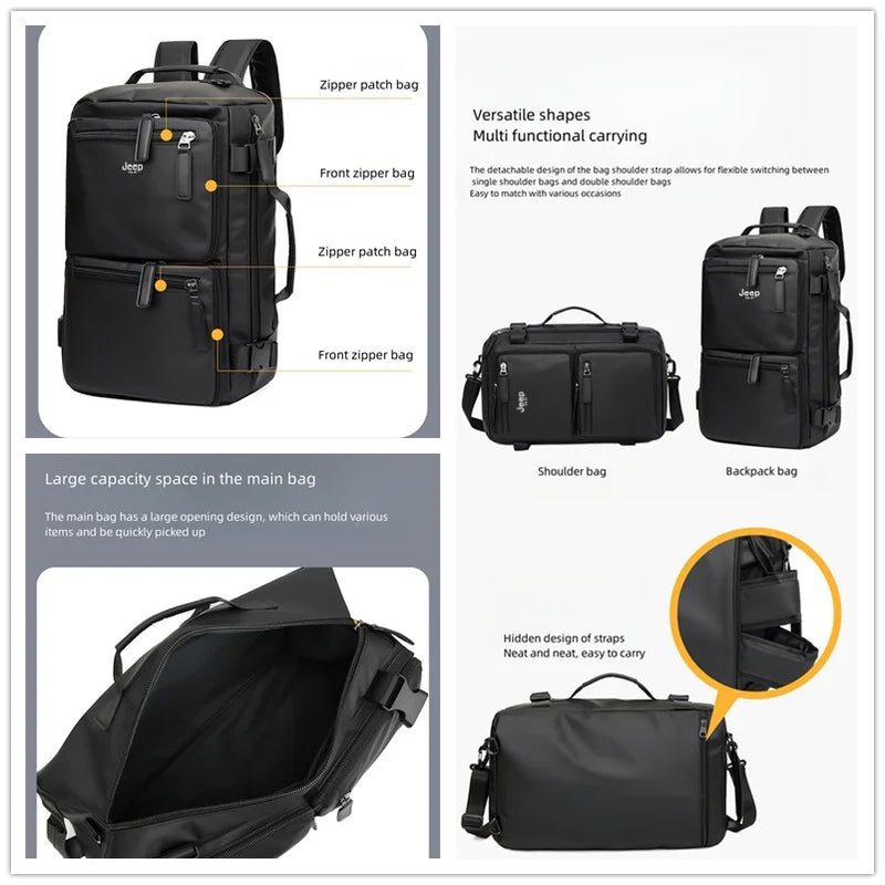 JEEP BULUO Brand Big Size Men Backpacks Large Capacity outdoor Riding Travel bag Black Nylon Waterproof Mochila